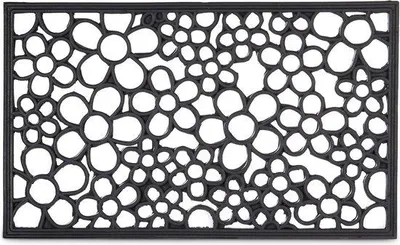 Productafbeelding van Famanu deurmat van rubber met een decoratief patroon - zwart