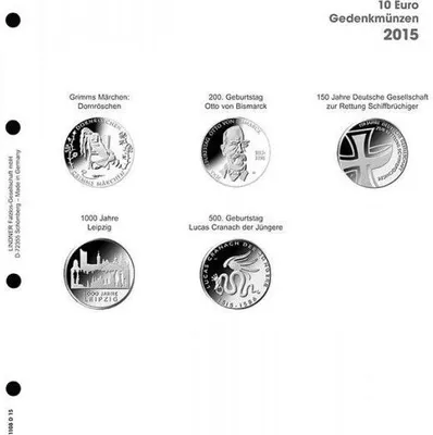 Produktbild von Lindner 1108D15 Vordruckblatt 10 Euro Gedenkmünzen 2015 Deutschland
