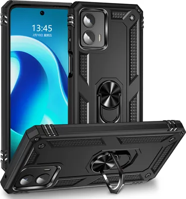Produktbild von Moto G 5G 2023 Hülle, Schiebe Kamera Schutz Schutzhülle mit Ringhalterung Ständer Kartenhalter für Motorola Moto G 5G 2023 Schwarz