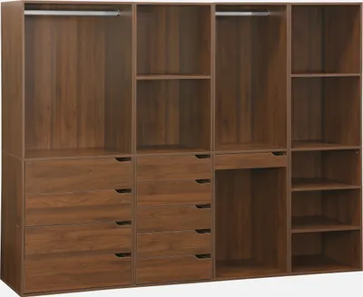 Immagine prodotto di Kit armadio modulare decorazione legno 4 elementi, Noce