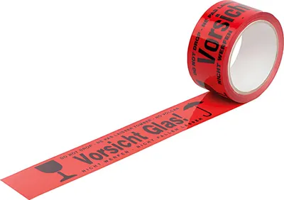 Produktbild von WIHEDÜ 400.086 Warnband "Vorsicht Glas" - rot/schwarz, 50mm x 66m