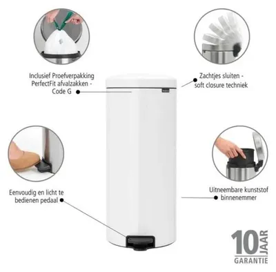 Produktbild von Brabantia Pedal Bin newIcon, 30 cm, 300 mm, 340 mm, 675 mm, 3,71 kg, 330 mm