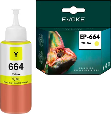 Image de Cartouches d'encre pour Epson 664 Jaune XL | 70 ml | 6400 pages | T6644 | Remplacement pour Ecotank ITS L3050 L3060 L3070 L382 L210 L386