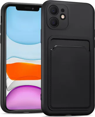 Produktbild von Conie Schutzhülle für iPhone 11 mit Kartenfach Tasche Case Cover Bumper Silikon Hülle in Schwarz