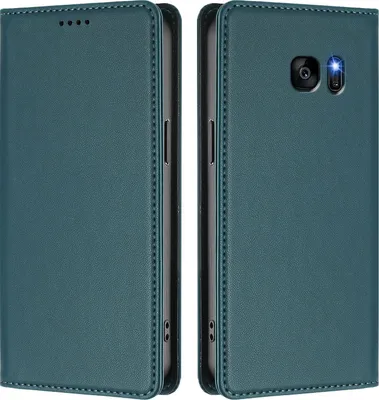 Image de Etui en cuir pour Samsung Galaxy S7 Edge, étui magnétique en cuirPolyuréthaneavec support Vert
