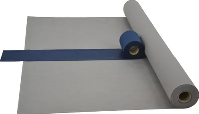 Produktbild von Sensalux Kombi-Set 1 Tischdeckenrolle 1,18m x 25m grau + Tischläufer 15cm blau