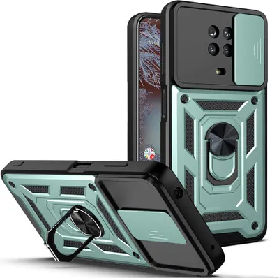 Produktbild von Nokia G10 / G20 Hülle mit Ring Ständer Halter Dia Kameraschutz TPU Bumper Silikon Schutzhülle für Nokia G10 / G20 Grün