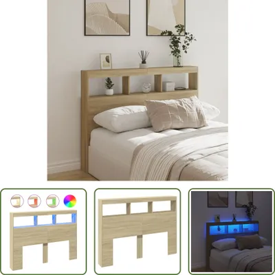 Obrázok produktu pre The Living Store LED čelo s policami Sonoma dub 140x17x102 cm