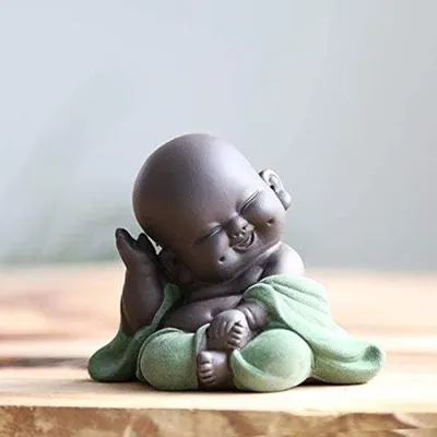 Image de Lot de mini-statues de Bouddha en céramique - Décoration et cadeaux - 1 pièce - Multicolore - Céramique - 10 cm