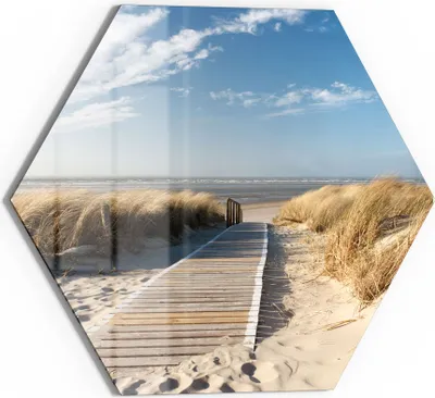 Produktbild von DEQORI Glasbild Echtglas 40x35 cm 'Strandaufgang am Meer' Wandbild Bild modern Deko
