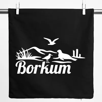 Produktbild von Huuraa Kissenbezug Borkum Strandmotiv 40x40cm Black Baumwolle Dekokissenbezug Geschenkidee