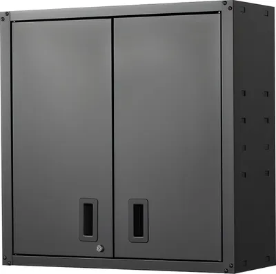 Zdjęcie produktu dla Szafka ścienna SucceBuy do warsztatu, 762x310x762 mm, stalowa szafka z zamykanymi drzwiami i regulowaną półką, do montażu na ścianie, odpowiednia do garażu, piwnicy, kuchni lub magazynu, czarna