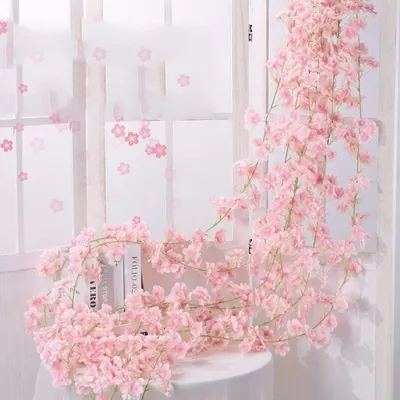 Kunstkirschblütengirlande 1,8 m, 135 Blüten, hellrosa