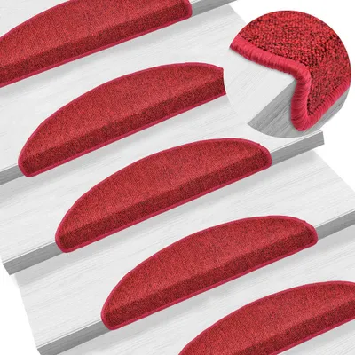 Immagine prodotto di The Living Store 15 pezzi di tappetini per scale rosso Bordeaux 56 x 17 x 3 cm