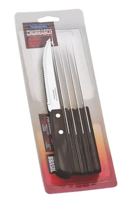 Immagine prodotto di COLTELLO PER CHURRASCO, 6 pezzi, lama da 12 cm, manico in legno scuro