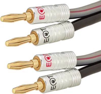 Produktbild von Bananenstecker Kabel 2x2 Stecker Audio Hifi Adapter High End Vergoldet Lautsprecher Boxen 12 AWG 1m