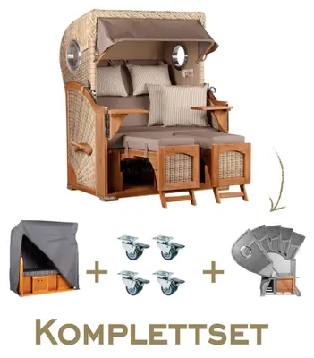 Produktbild von Strandkorb Komplettset Düne Teak PE Shell Dessin 534