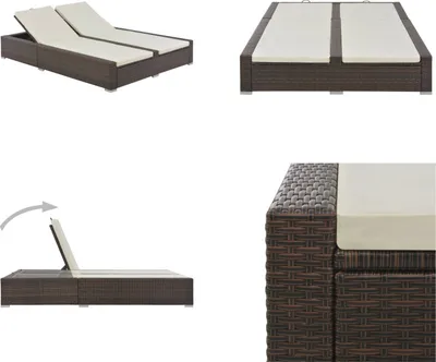 Produktbild von vidaXL Doppel Sonnenliege Poly Rattan Braun - Liege - Liegestühle - Rattan Sonnenliege - Rattan Sonnenliegen