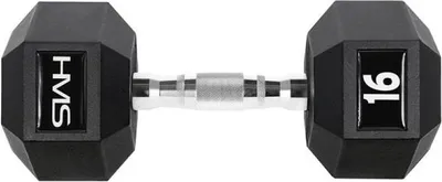 Imagen del producto de HMS Fitness HEX PRO 16, mancuerna hexagonal con peso fijo, color , acero inoxidable, acero, goma, 16 kg, 3,4 cm
