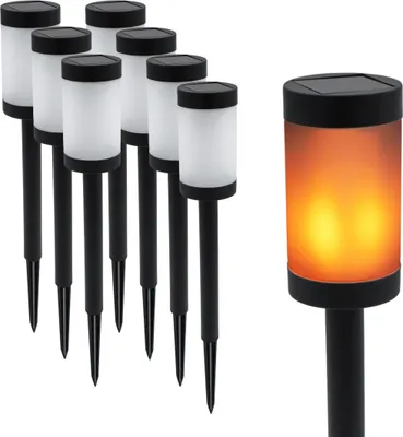 Produktbild von 2.02 Solar Gartenstecker im 8er Set - jeweils ca. 40,5 cm - 12 gelbe Flammenlicht LED je Fackel