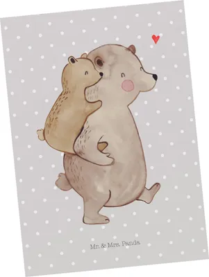 Produktbild von Mr. & Mrs. Panda Postkarte Papa Bär - Grau Pastell - Geschenk, Ansichtskarte, Vatertag, Vater, Fotokarte, Ansichtskarten, Grußkarte, Geburtstag, Muttertag, Postkarten