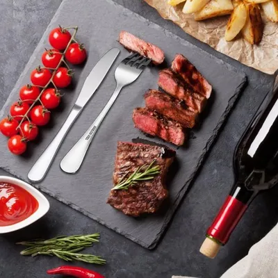 Tafelmesser Set von 24 Stück, rostfreier Edelstahl Dinner- und Steakmesser, Buttermesser und spülmaschinenfestes Besteck.