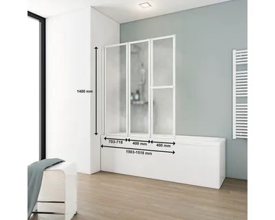 Produktbild von SCHULTE Badewannenaufsatz 3-teilig Komfort 151,8 x 140 cm Klarglas Profilfarbe weiß D1410 04 01 140