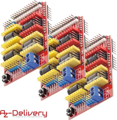 Produktbild von AZ-Delivery Shields CNC Shield V3 für ATmega328 und Mega 2560 Development Board, für A4988 Schrittmotor Treiber kompatibel mit Arduino, 3x CNC-Shield V3