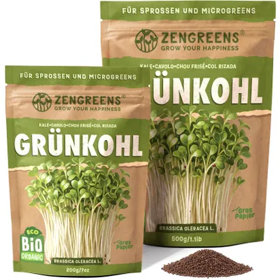 Produktbild von ZenGreens® Bio Grünkohl Keimsaat 500 g – Sprossensamen & Microgreens