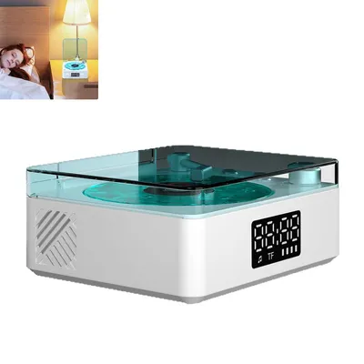 Produktbild von Plattenspieler mit Wasserwellenlicht – 360° Stereo, 3 Lichtmodi, 7 Naturklänge, kompatibel mit Bluetooth, TF-Karte und AUX-Anschluss