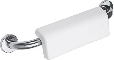 Produktbild von BELP Griff mit Rückenlehne Edelstahl poliert Kunststoff mit Abdeckung 580x124x155 mm, 120 kg Traglast für Bad & WC >> zum Bohren