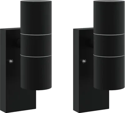 Obrázek produktu pro vidaXL Venkovní nástěnné svítidlo 2 ks černé 7 x 10 x 22 cm