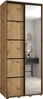 Produktbild von MEBLE KRYSPOL Cannes 5 Schrank mit 3 Schiebetüren - 205,2x200x45 cm - Schwarz Schwarz Silber
