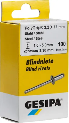 Immagine prodotto di GESIPA Blindniete PolyGrip 50 Alu/Nirosta 4,8x17 Scherkraft 1500N Flachrundkopf