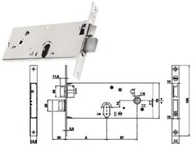 Zdjęcie produktu dla Zamek wpuszczany do ościeżnic z ryglem i zapadką, 78 mm, H 86502 – 70 mm, 3-punktowy (Y8650270080)