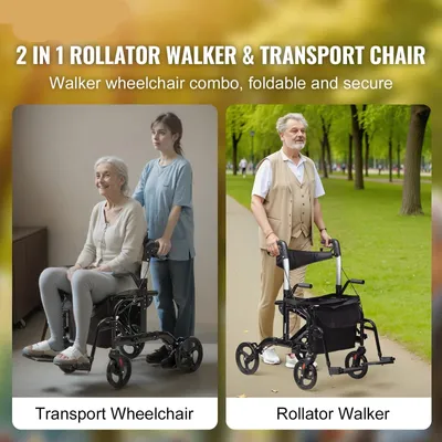 Image de Déambulateur et fauteuil roulant 2 en 1, légers et pliables