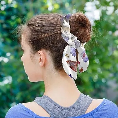 Produktbild von 6 Stück Haargummis mit Schleife – Aquarell-Hahn im Kampf, Haarschal und elastische Pferdeschwanz-Halter für Frauen, Teenager und Mädchen