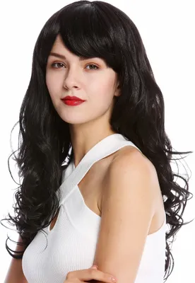 Produktbild von WIG ME UP Perücke Lang Gewellt Pony Schwarz SA103-2