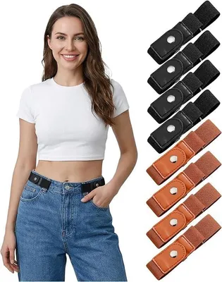Produktbild von JININOSEU 8 Stück Gürtel ohne Schnalle, Schnallenloser Gürtel, Ersatz für Damen