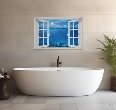 Produktbild von Wallario wasserfestes Poster selbstklebend 91,50 x 61 cm, Unterwasserwelt Meer, Badezimmerposter Spritzschutz mit Hochglanzoberfläche in Glasoptik