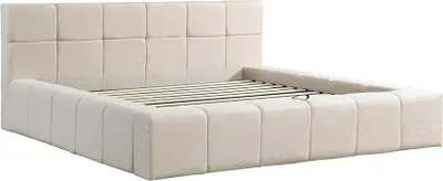 Produktbild von HOME DELUXE LED Bett aus Teddy-Stoff inkl. Stauraum– Beige, 200 x 200 cm | Polsterbett mit Beleuchtung & Matratze für modernen Schlafkomfort