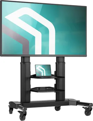 Image de Support mobile pour télévision sur roulettes, compatible avec les écrans de 40 à 80 pouces, support de télévision mobile jusqu'à 55,5 kg