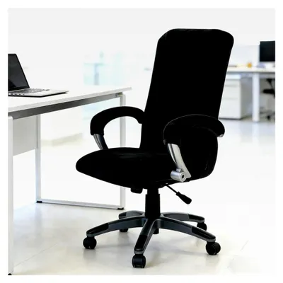 Produktbild von Bezug für Bürostuhl, Waschbarer elastischer Sitzbezug für Gaming-Stühle, Drehstühle und Bürosessel (Schwarz, L)