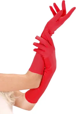 Produktbild von Satin Handschuhe lang rot - Einheitsgröße