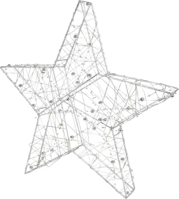 Produktbild von Drahtstern mit LED Beleuchtung H=33cm gold silber Weihnachtsdeko Weihnachtsstern, Farbe:silber