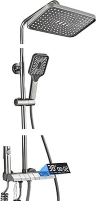 Produktbild von Famanu Duschset mit digitalem Display - Höhenverstellbar, Regendusche