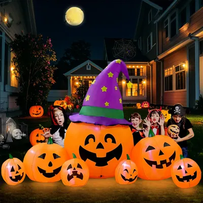 Opblaasbare Halloween-Pompoen 2,2 m mit LEDs