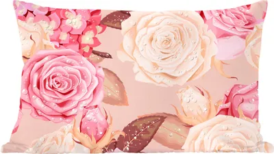 Produktbild von MuchoWow® Zierkissen Sofakissen Wohnzimmer Dekokissen 50x30 cm Rosen - Rosa - Weiß - Collage - Wohnzimmerdekoration - Polster mit Photo