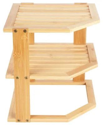 Image de Étagère d'angle pour cuisine - Rangement d'angle - Bambou - 25 x 25 x 27 cm - Marron