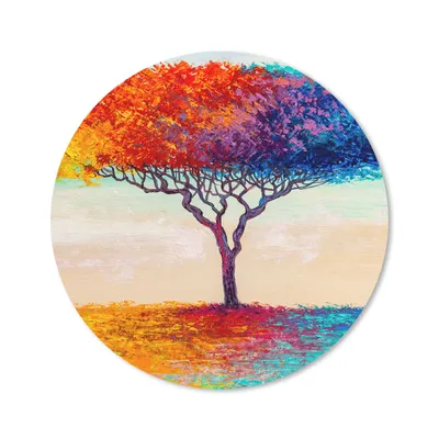 Produktbild von MuchoWow® Mauspad Mousepad Gemälde - Ölfarbe - Baum - Regenbogen 40x40 cm - Mousepads - Maus Mat - Pad - Mausunterlage - Schreibtisch Accessoires